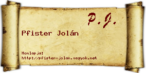 Pfister Jolán névjegykártya